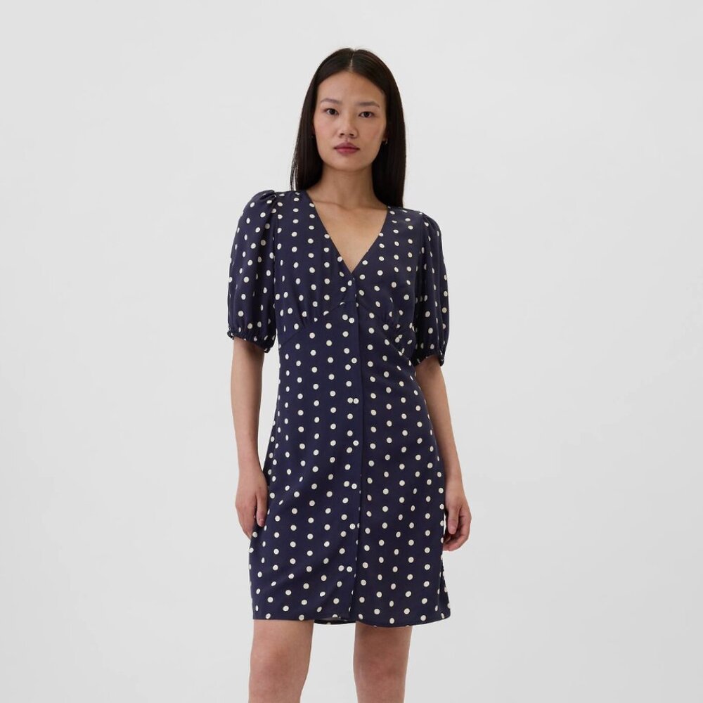 GAP | Puff Sleeve Button-Front Mini Dress